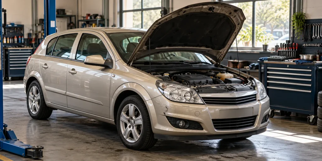 Illustrative used vehicle assessment in a workshop