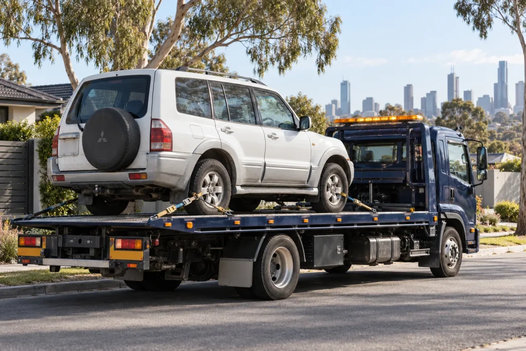 Illustrative car collection on a navy recovery truck